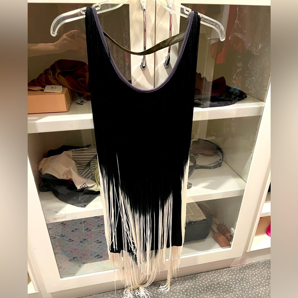 Black and White Fringe Dress